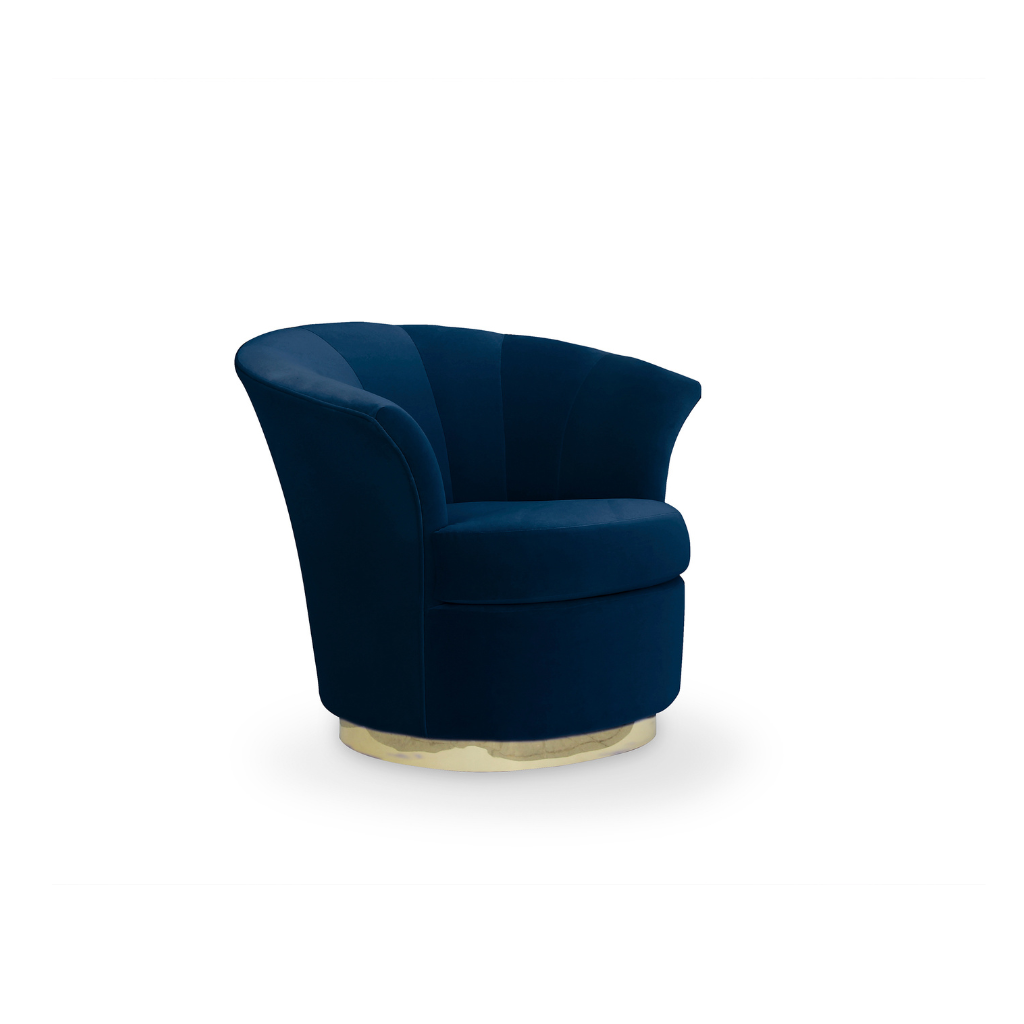 besame blue luxury accent chair with brass base
