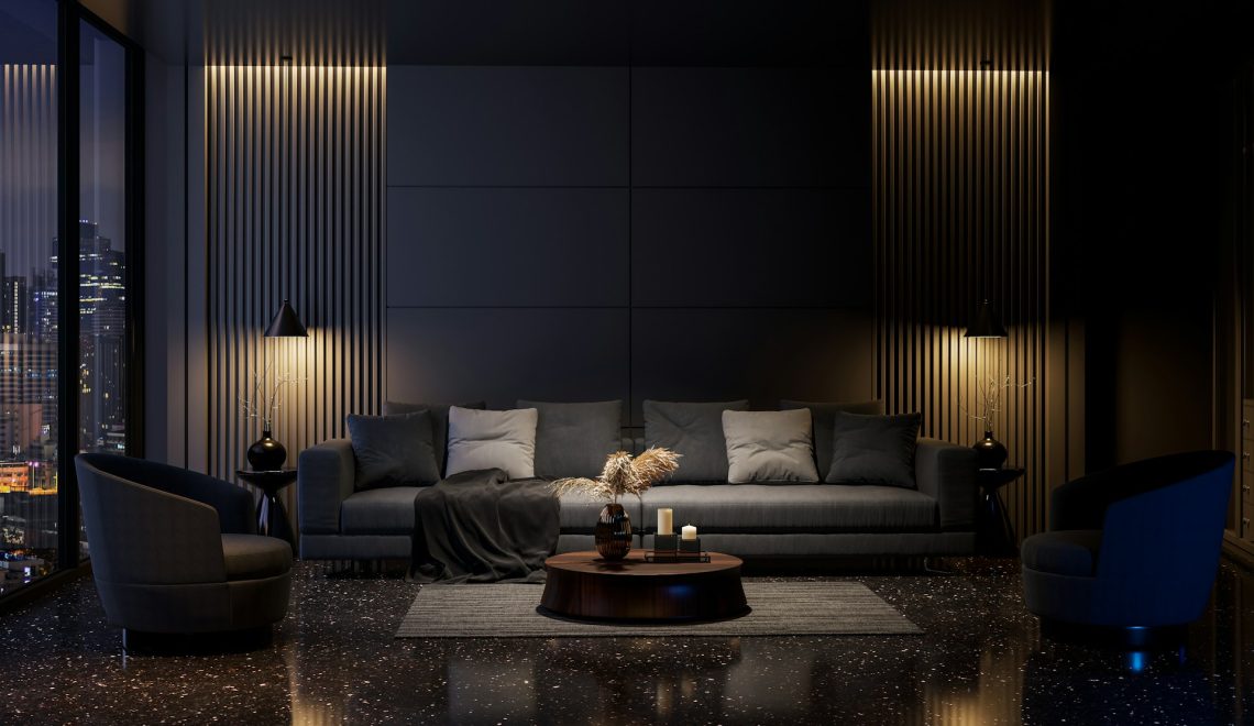 Luxury black living room