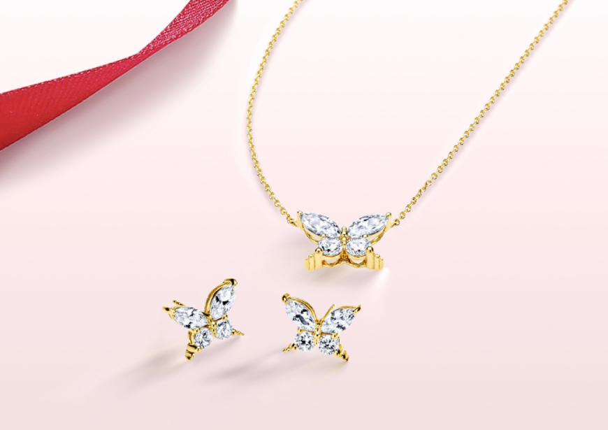 butterfly earrings and necklace