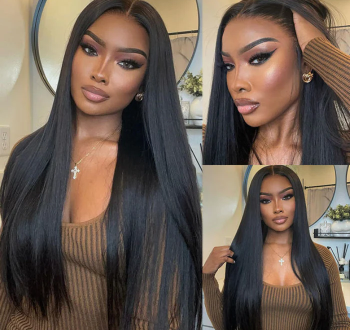 woman with a straight wig
