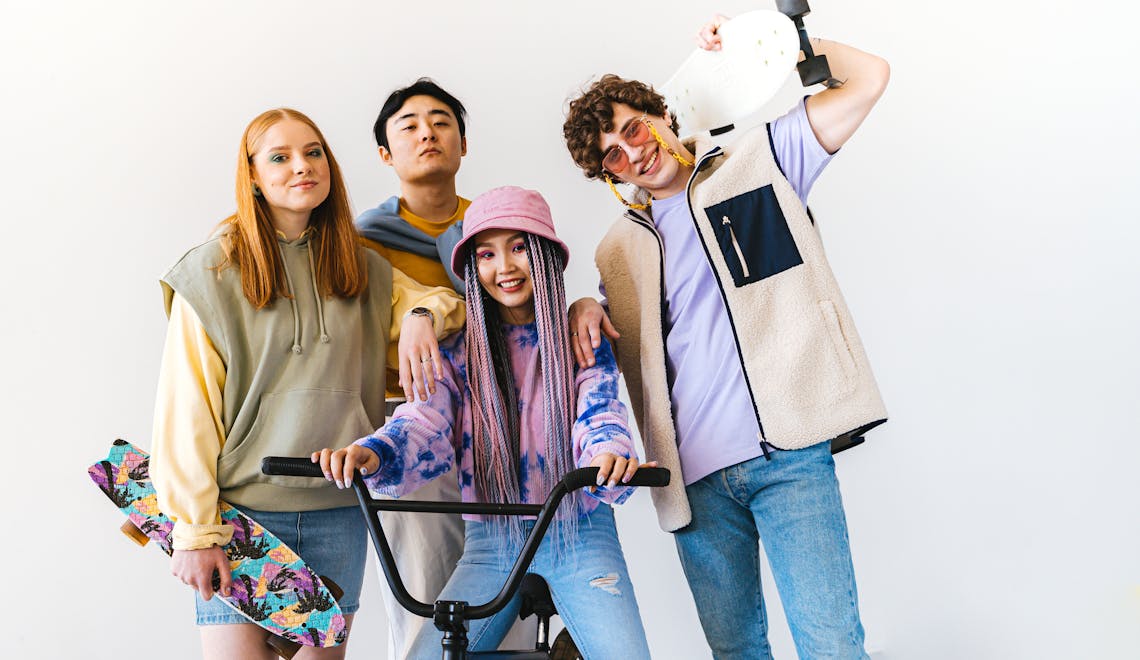 Group of fashionable people posing