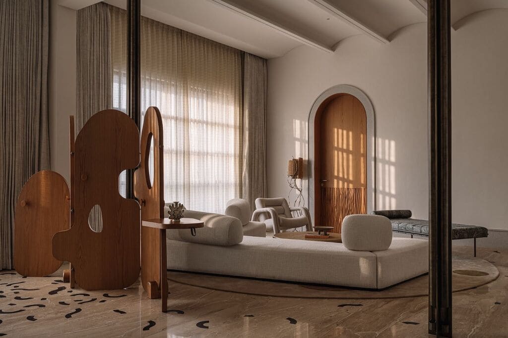 MuseLab | Rehethann, A Multigenerational Residence, Kutch, Gujarat, India living room neutrals