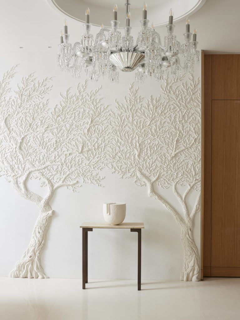 Stéphanie Coutas | Villa M, France - baccarat chandelier - 3d wall decor