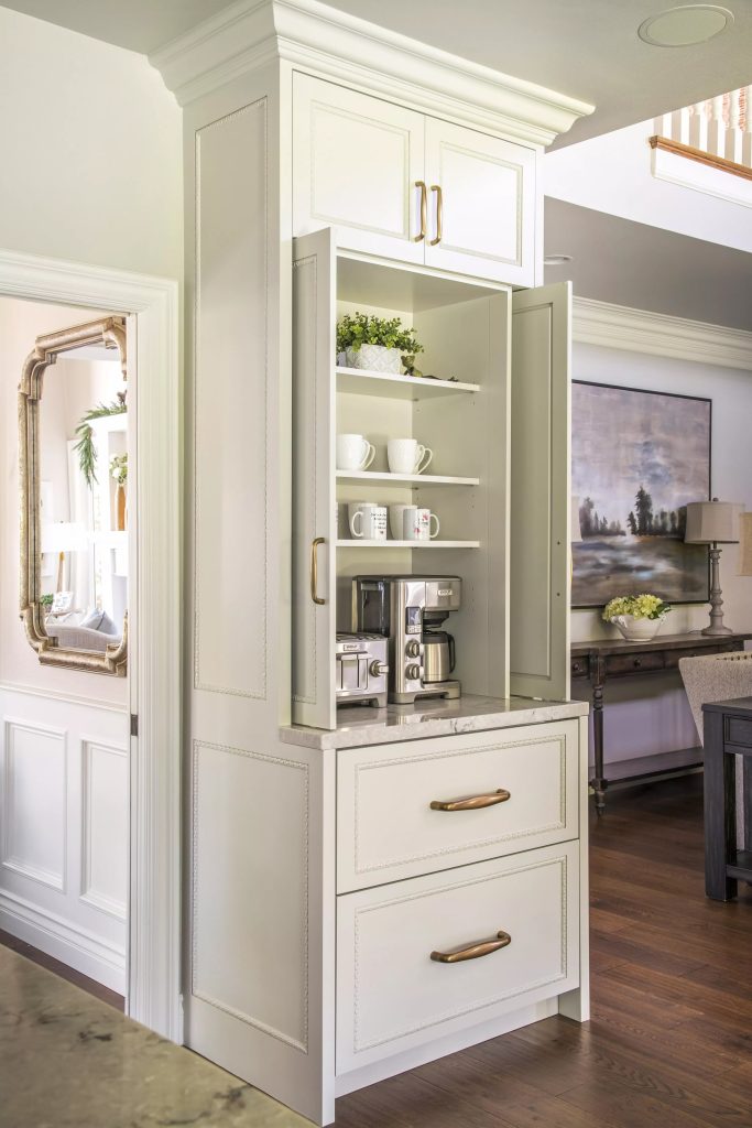Glendora Kitchen Coffee and Beverage Station with Custom Cabinetry