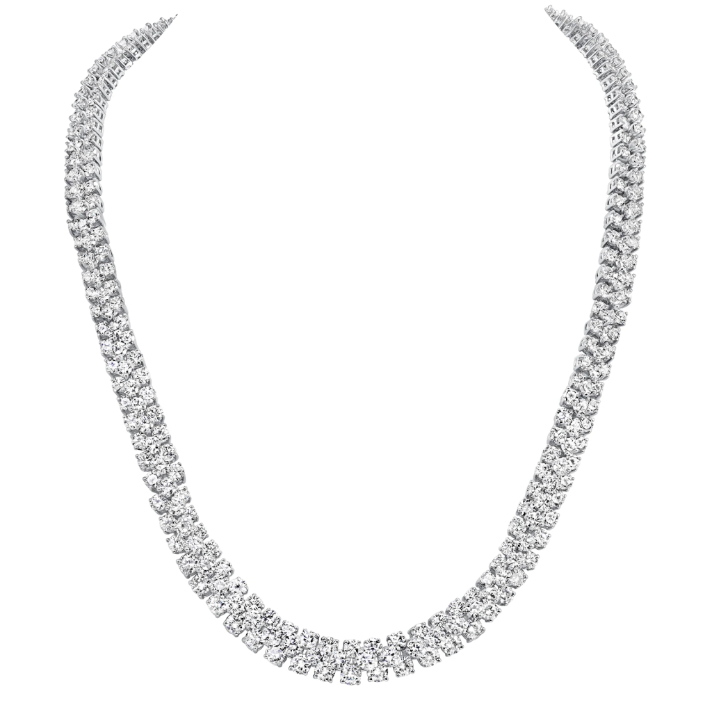 Edwards Jewelry Imports Match: 37.25 ct Round Brilliant Diamond Stacked Tennis Necklace