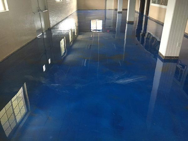 blue epoxy floors