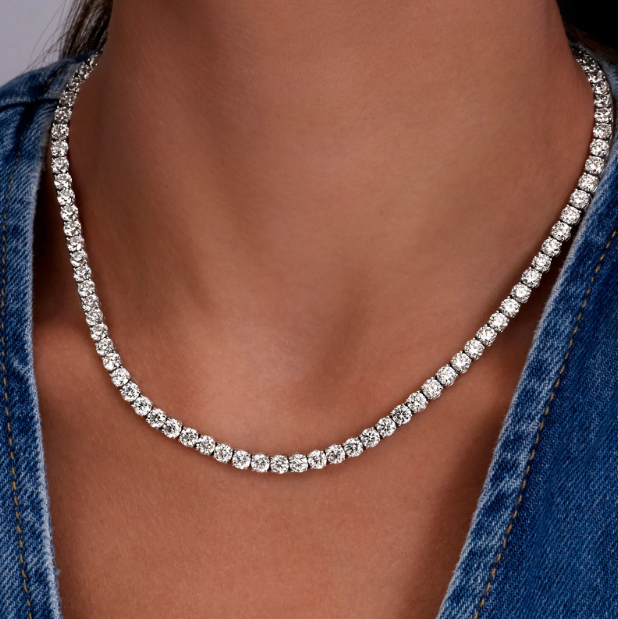 Edwards Jewelry Imports Match: 29.11 ct Round Brilliant Diamond Tennis Necklace