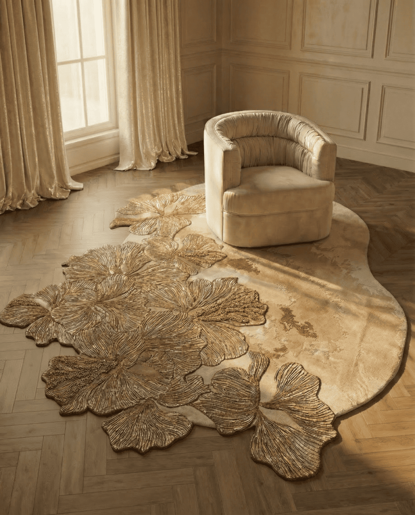 Hibiscus Bronze Oval Rug by KOKET - luxury rug brands - rugs as art