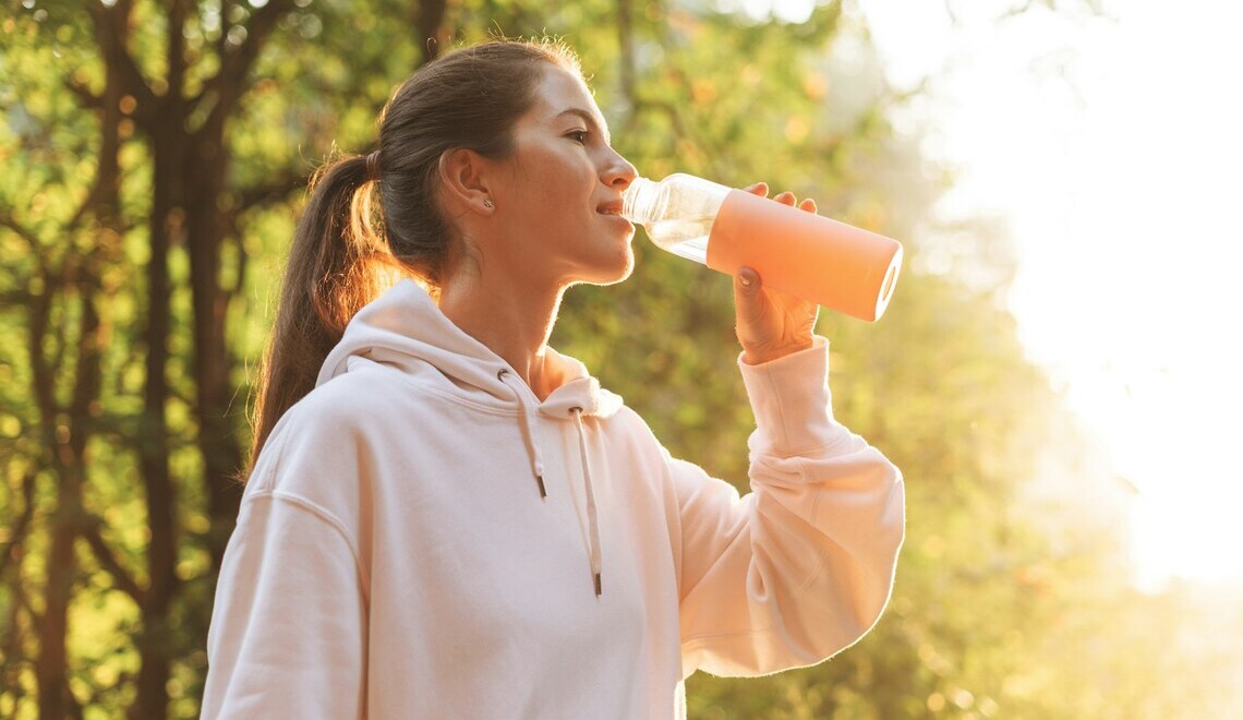 woman drinking water
