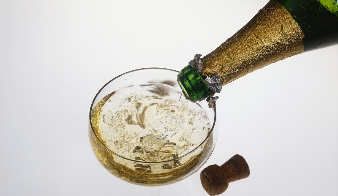 champagne poured into a glass