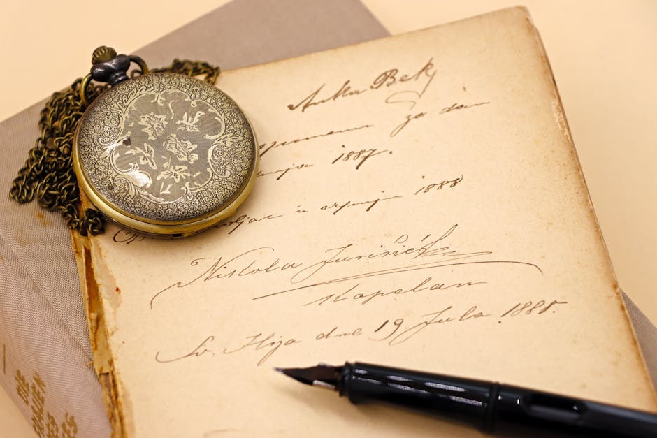 Family heirlooms and estate documents arranged on a desk during legacy planning