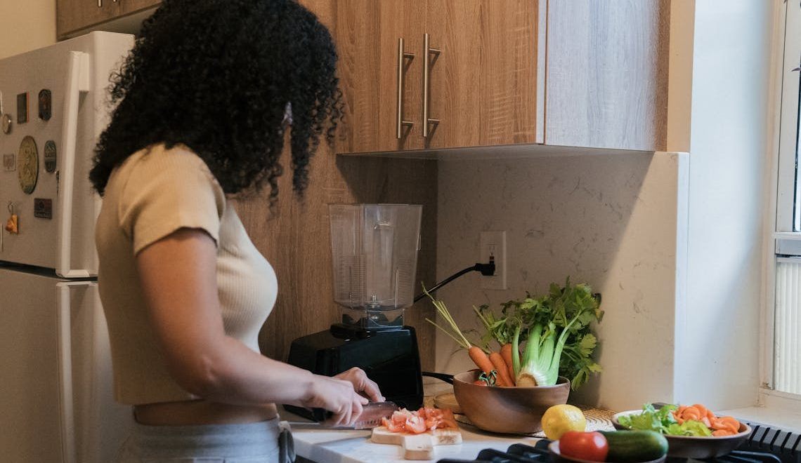 woman preparing food at home