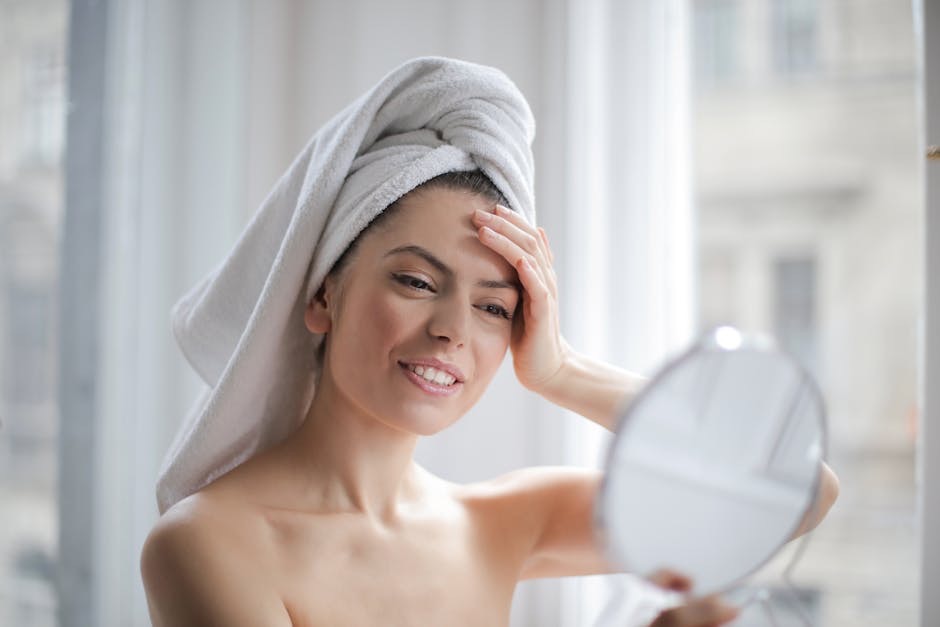 A woman holding a mirror