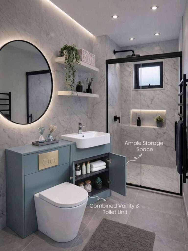Manor Twilight Blue Combined Vanity & Toilet Unit | Royale Stones