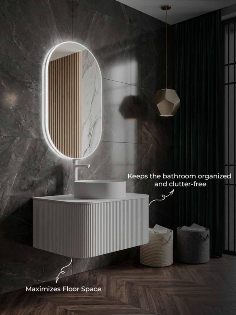 Bali Solid Wood Fluted White Vanity by Royale Stones
