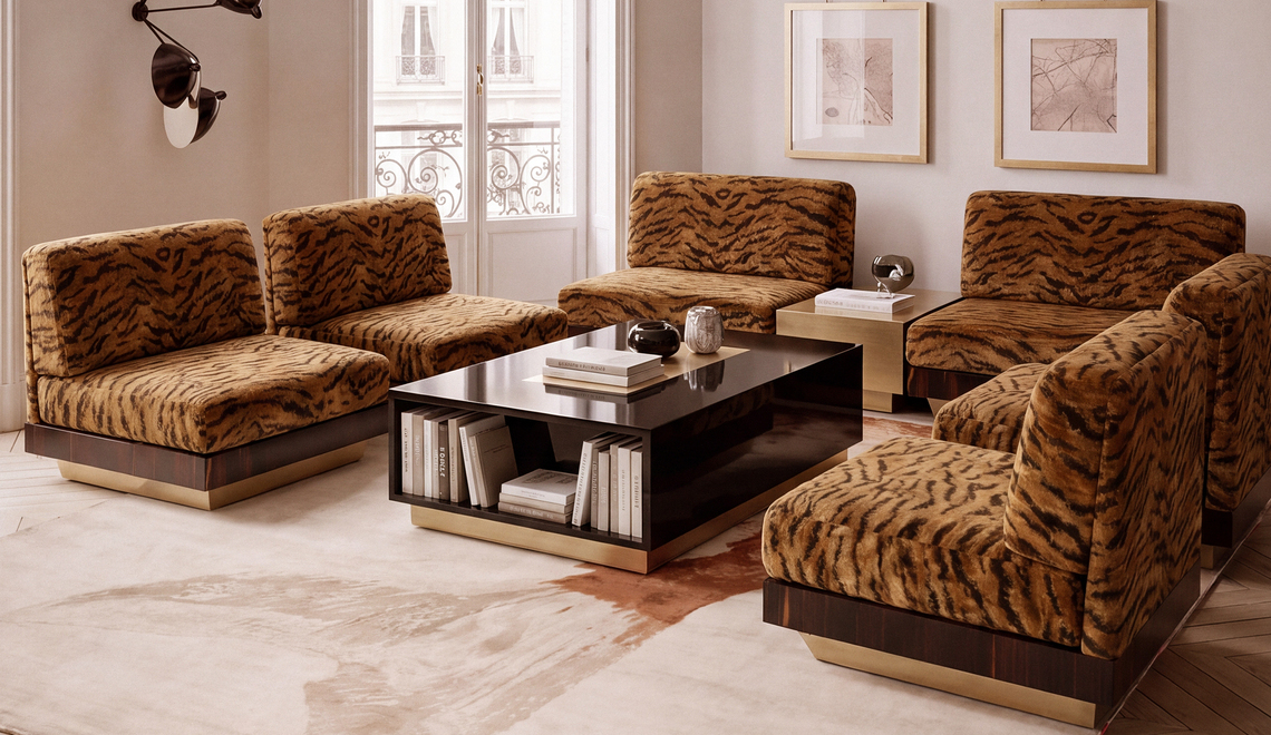 Sculptural modern Art Deco furniture piece anchoring a contemporary living room - eileen sofa modern art deco furniture parisian
