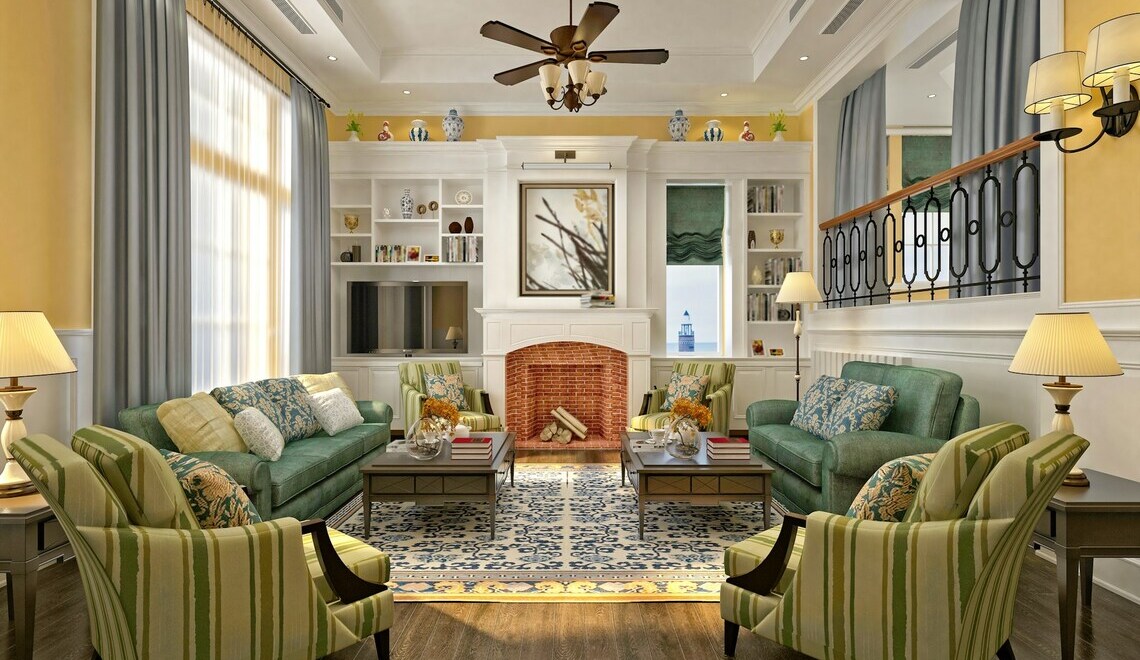Spacious and colorful living room
