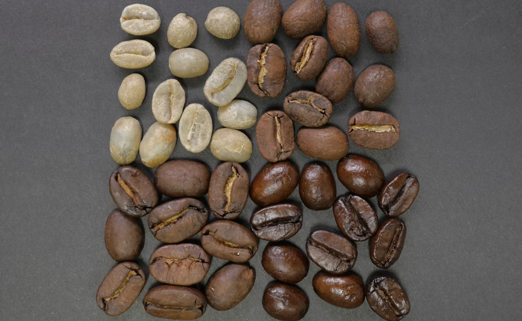 different colored coffee beans